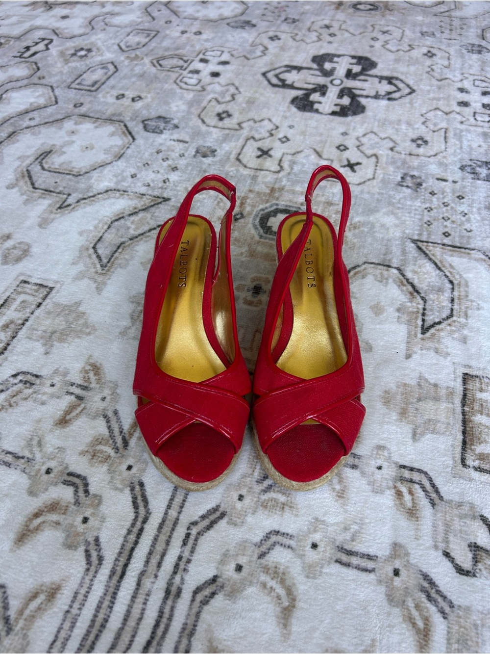 Talbots Red Crisscross Slingback Wedges